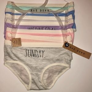 Rae Dunn NWT Girls Hipster Underwear Panties Day Of The Week 7 Pack Set XS 4/5